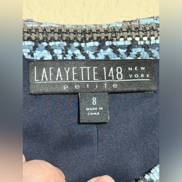 Lafayette 148 Petite New York Navy Blue Multi Tweed 3 Button Sz 8P Blazer Jacket - Picture 10 of 12